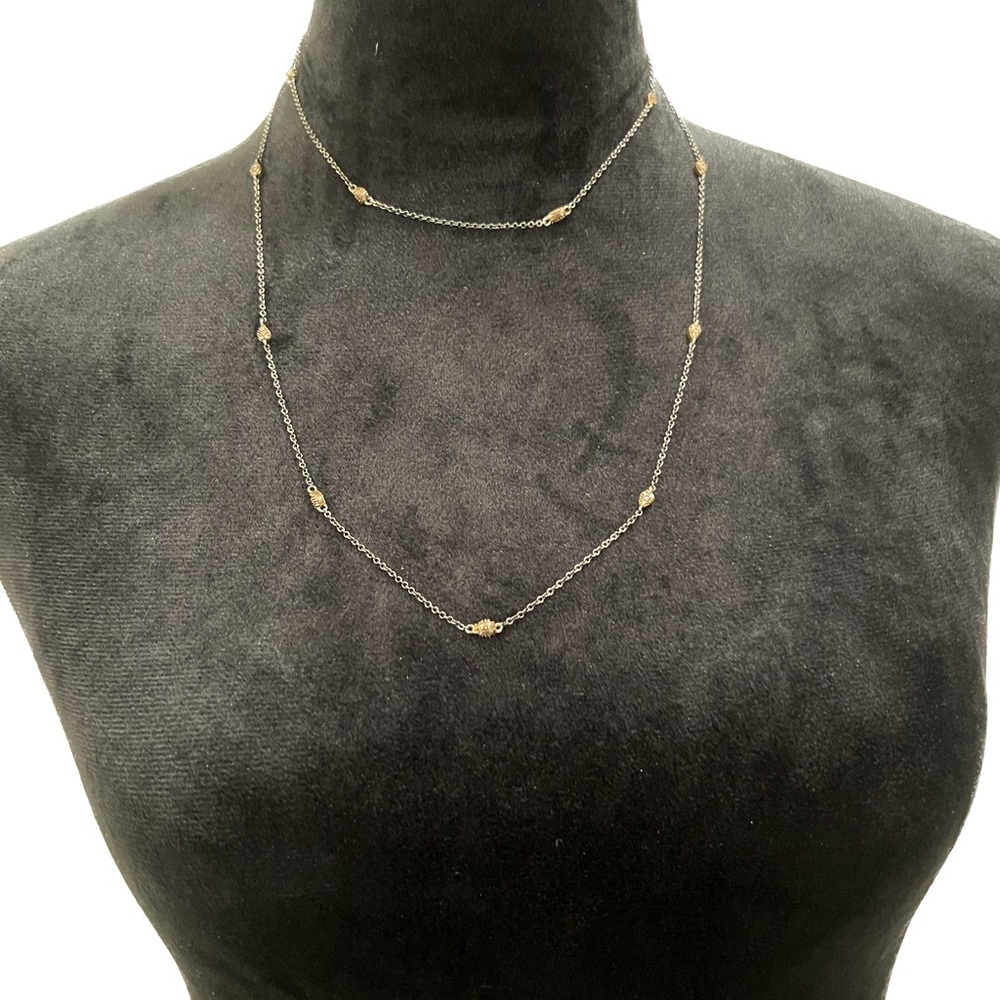 Frieda Rothman mixed metal CZ Station Necklace | Size 40"